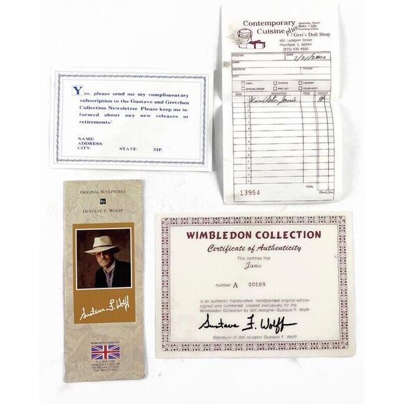 Gustave Wolff Janie Porcelain Doll Wimbledon Collection Original Box & COA 20" - Picture 5 of 12